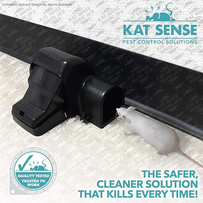 Kat Sense Dual Covered Rat & Chipmunk Traps Set of 2 - Humane Rat Trap Indoor & Outdoor Use