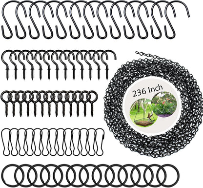 YINGFENG 236 Inch Black Metal Hanging Chains and Hanging Basket Hooks Set for Bird Feeders