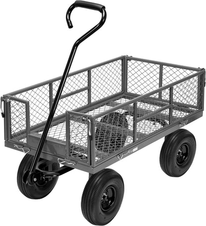 VIVOHOME Heavy Duty 880 Lbs Capacity Mesh Steel Garden Cart Folding Utility Wagon with Removable