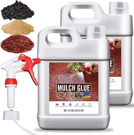 Mulch Glue - 128oz / 1 Gallon Landscape Adhesive Gravel Binder Glue with Applicator for Landscaping