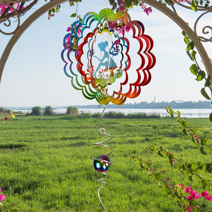 Fairy Wind Spinner - Kinetic Hanging Wind Sculpture | 12-Inch 3D Windcatcher for Garden, Metal Art