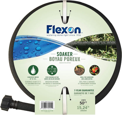 Flexon WS5850 5/8-Inch x 50-Foot Weep & Soak Garden Soaker Hose, Black