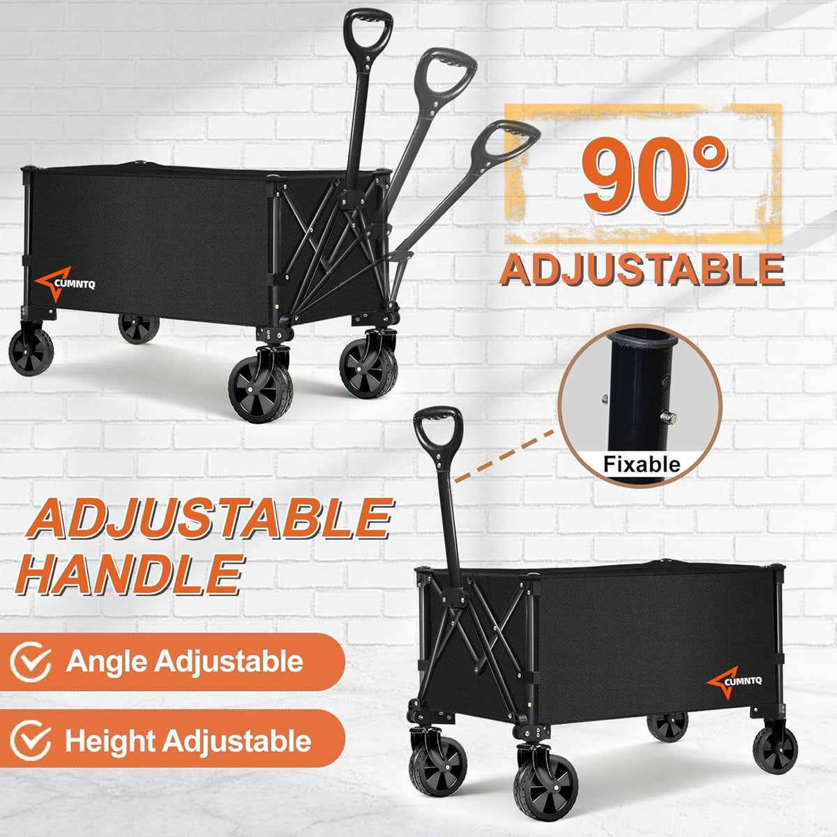 Collapsible Folding Wagon, 350lb Weight Capacity Collapsible Wagon with All-Terrain Wheels, Cup