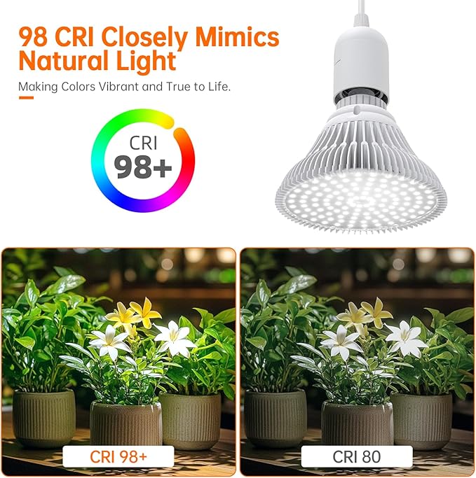 Bstrip Hanging Grow Lights for Indoor Plants, 25W Full Spectrum, White Plant Light Bulb with Timer
