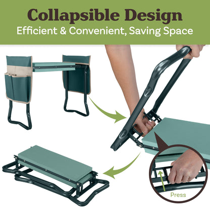 Pure Garden 2-in-1 Foldable Garden Kneeler and Seat, Green
