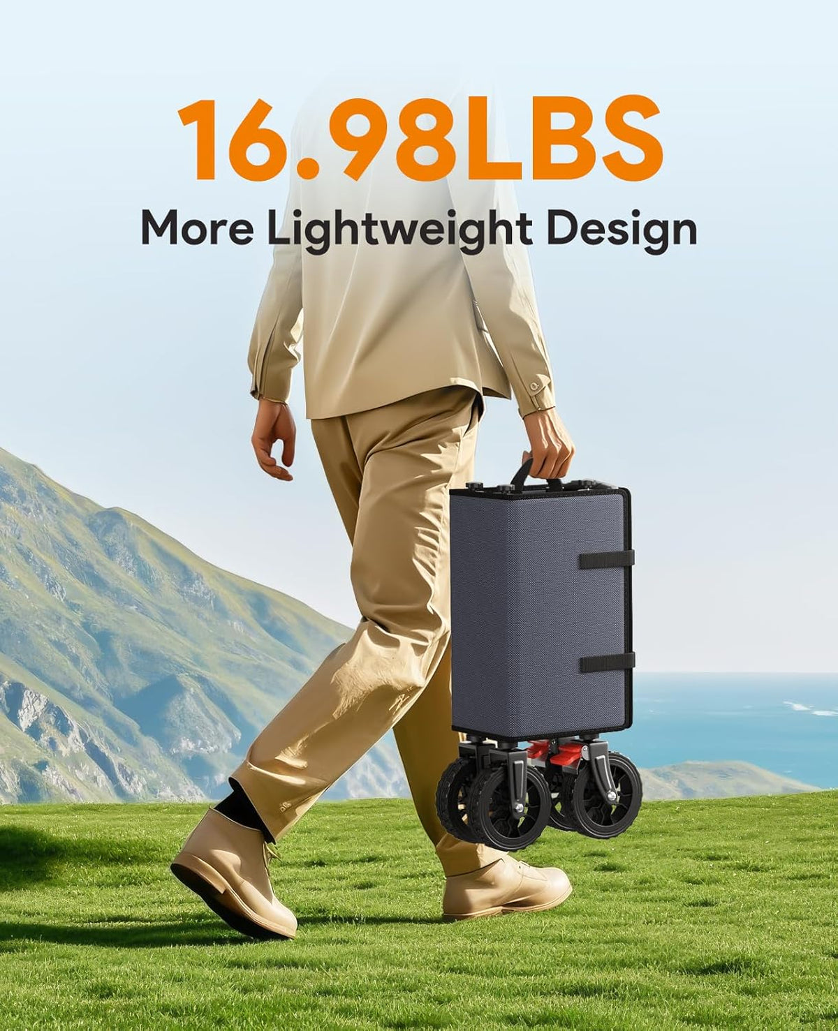 Wagons Carts Foldable, Collapsible Foldable Wagon 330lbs Capacity, 180L Large Capacity Wagon with