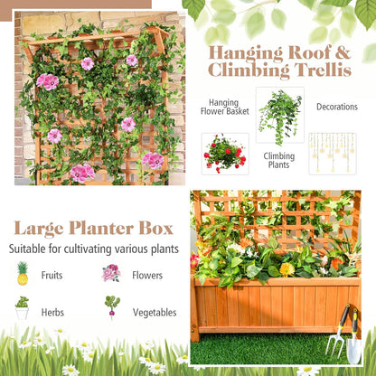 S AFSTAR Planter with Trellis Set of 2, 35.5x17.5x72.5 inch Wood Planter Box with Lattice Trellis &