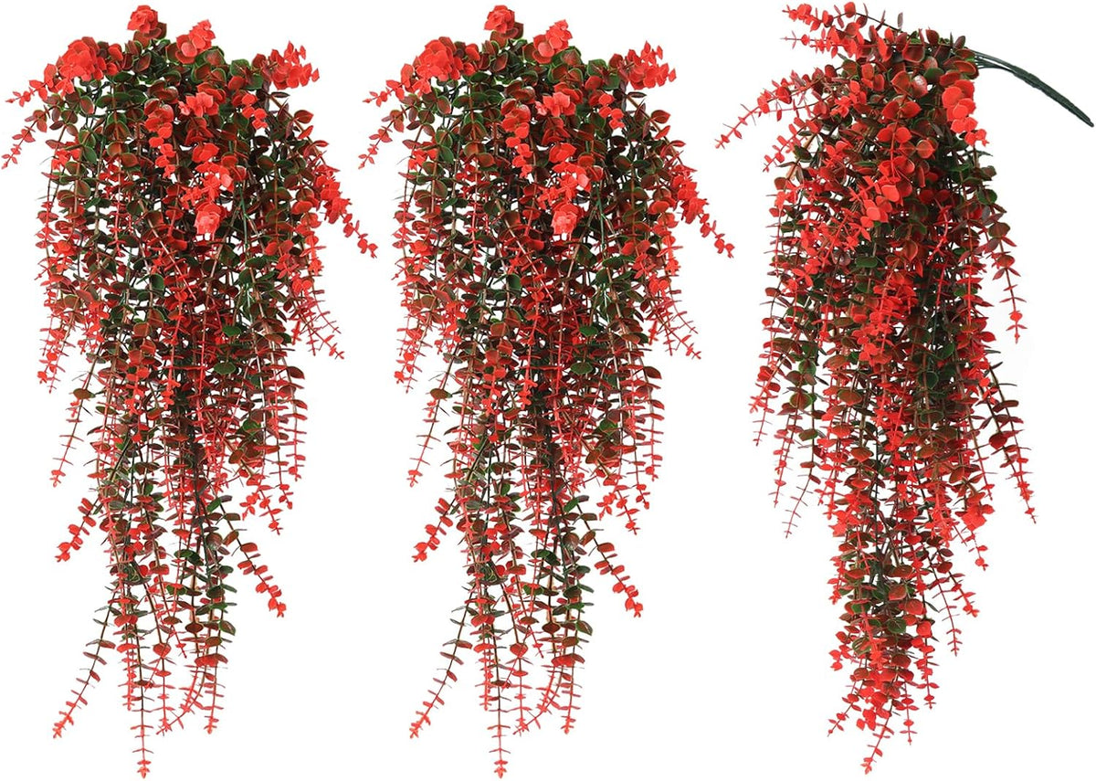 RECUTMS Artificial Monkey Hanging Plant Fake Artificial Eucalyptus Leaf Plants Faux UV Resistant