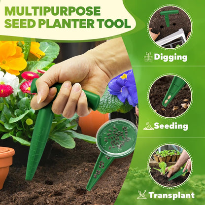 Seed Planter Tool, 6.9" Dibber Garden Tool, Plastic Dibbler Tools for Planting, Seed Dispenser