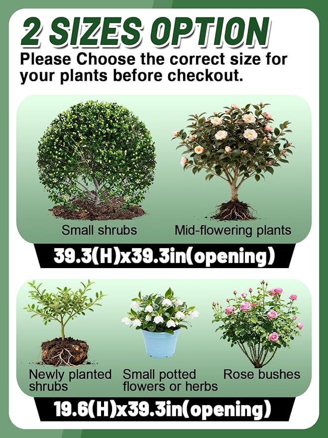 ANPHSIN 12 Pcs 39.3in x 39.3in Plant Covers Freeze Protection - Winter Shrub Plant Protection Bags