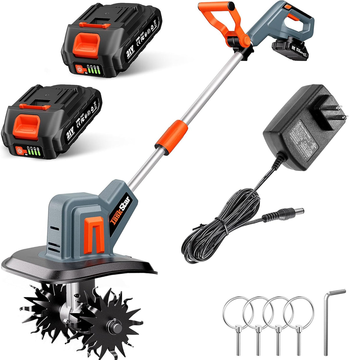 Cordless Tiller for Gardening 360 RPM Rototiller TH4000 Cultivator TaskStar Electric Garden Tiller