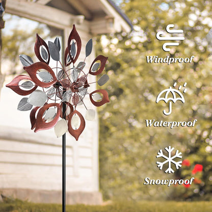 GUAGUA Classical Metal Wind Spinner Outdoor, 360 Degrees Swivel Wind Spinners for Yard and Garden