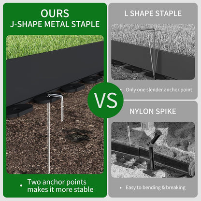 102FT Landscape Edging 4 in Tall with 110 Spikes, Garden Edging Border and 1 Hammer, Plastic