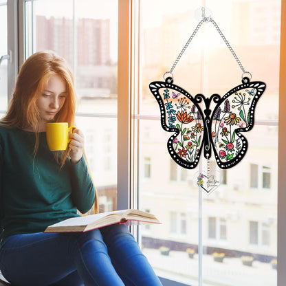 Macorner Gifts for Grandma Acrylic Window Hanging Suncatcher Butterfly, Birthday I Love You, for