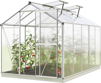 Greenhouse Jasmin 5 Aluminum Frame - 6.3 x 10.4 ft Approx. 6 mm Polycarbonate Panels - Bonus Base