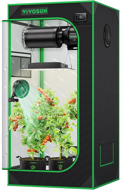 VIVOSUN S224 2x2 Grow Tent, 24"x24"x48" High Reflective Mylar with Observation Window and Floor
