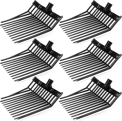 Lasnten 6 Pack Manure Fork Replacement Heads 12 Tines Heavy Duty Pitchfork Heads with Screws & Nuts