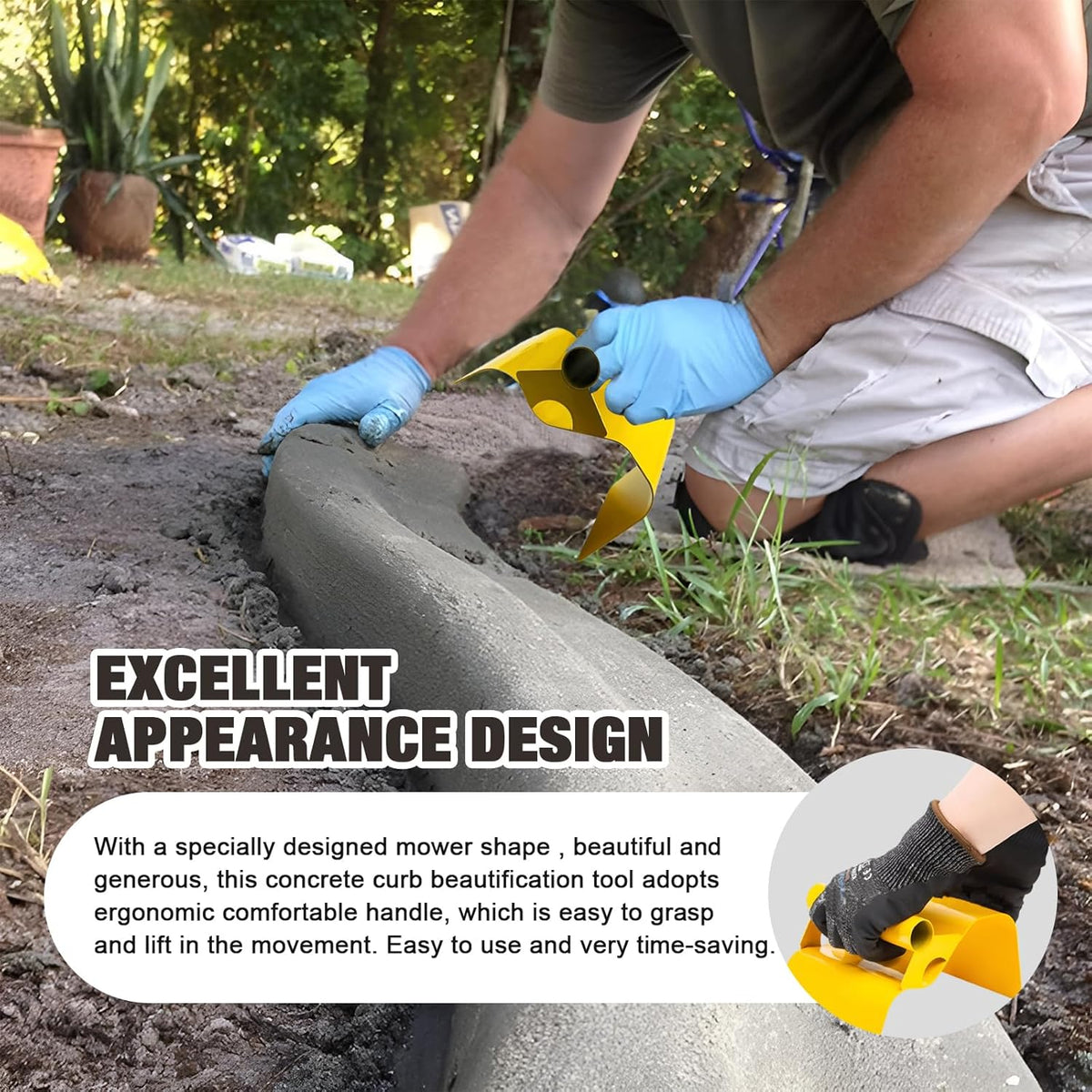 Concrete Curb Trowel Edger, Curb Tool for Concrete Edging, Concrete Curbing Trowel, Concrete Curb