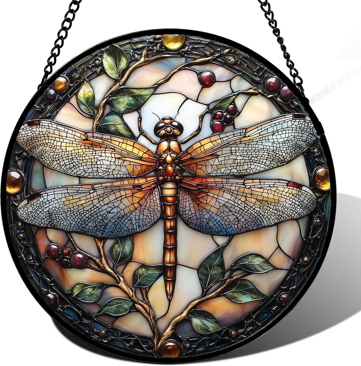 Stained Glass Window Hanging - Dragonfly Plant Suncatcher Ready to Hang Window Doors Home