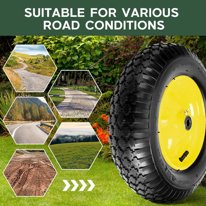 Taifa 2 PCS 16" Pneumatic Rubber Replacement Tires and 4.80/4.00-8" Wheels with 5/8" Bearings