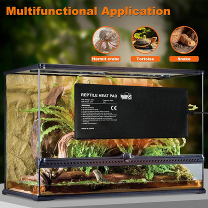 LUCKY HERP Reptile Heat Pad 8x18 Inch 24W Under Tank Terrarium Heating Mat, Reptile Heat Mat