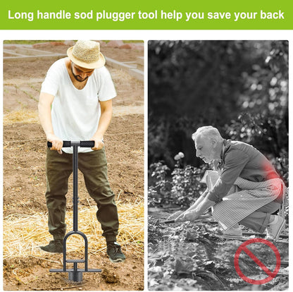 Dolibest Sod Plugger Tool, Grass Plugger Tool with Dual Pedals & Foot Ejector, Bulb Planter W/Sharp