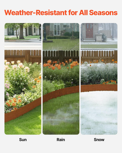 VEVOR Steel Landscape Edging, 10 Packs 40 x 4.5 in Weather-Resistant & Pre-Rust Metal Landscape