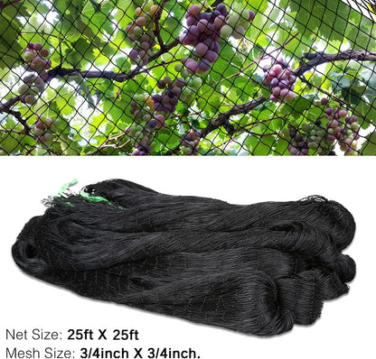 OGORI 25' x 25' Bird Netting Heavy Duty Nylon 3/4" Mesh Garden Netting Protect Fruit Trees, Plants