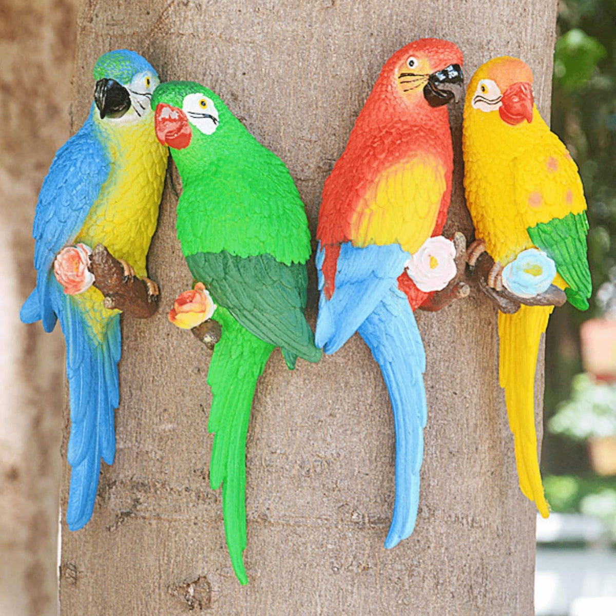 Bird Statue Garden Decorations,Outdoor Resin Bird Figurine Decoration,Bird Statue Real Parrot