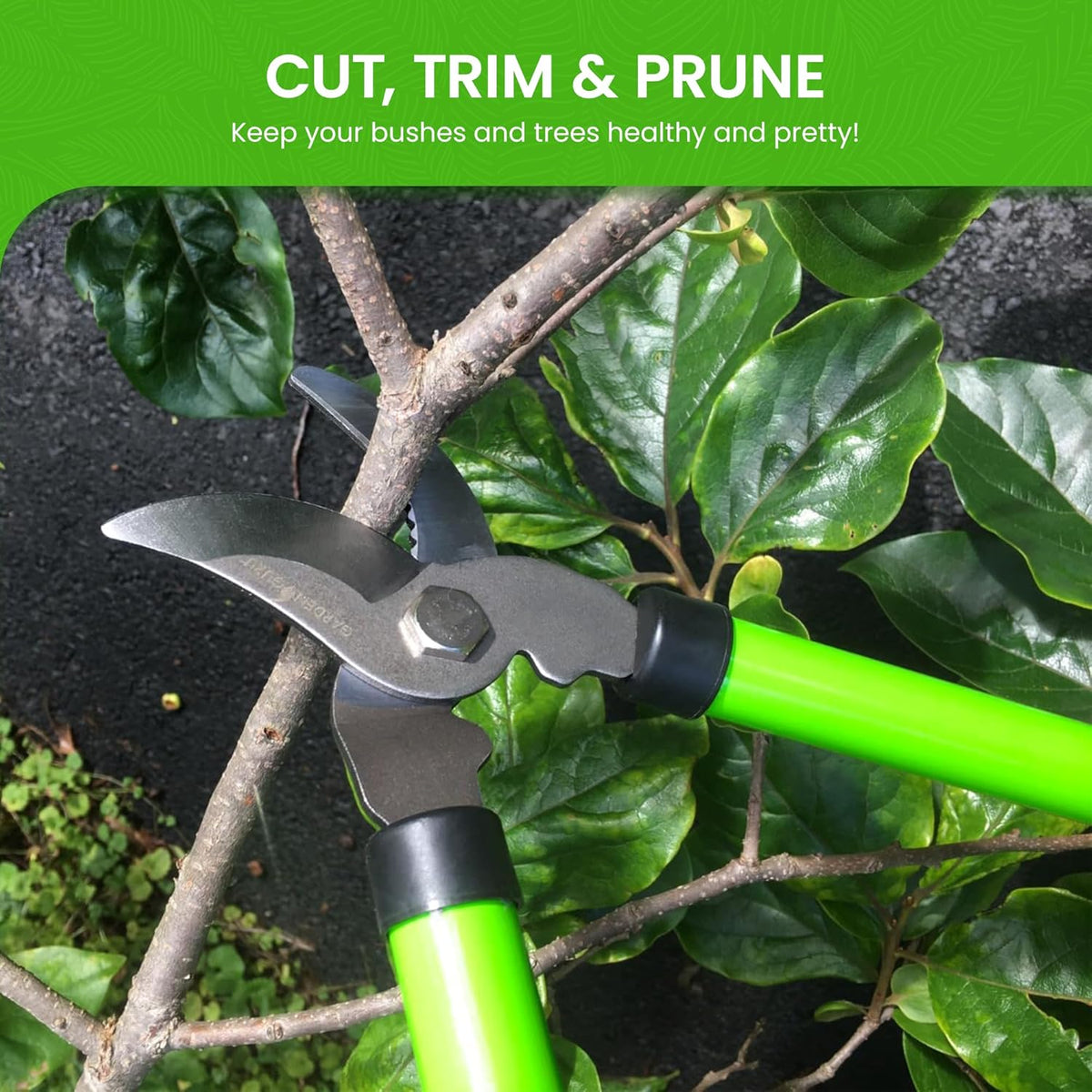 GARDEN GURU Bypass Loppers Tree Trimmer Clipper – Compact 15-inch High Carbon Steel Blade Gardening