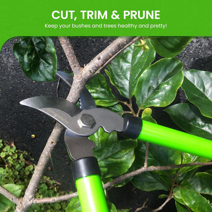 GARDEN GURU Bypass Loppers Tree Trimmer Clipper – Compact 15 inch High Carbon Steel Blade Gardening