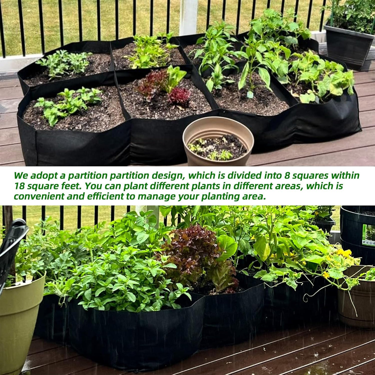 CJGQ 2 Pack Fabric Raised Garden Bed 6x3x1ft Garden Grow Bed Bags for Growing Herbs, Flowers and