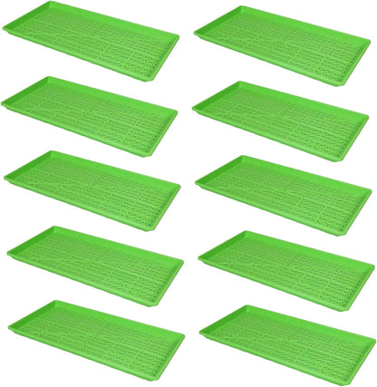SUNPACK 10" x 20" Heavy Duty Mesh Plastic Seed Starting Tray, Green, 1" (Pack of 10) - Ensures