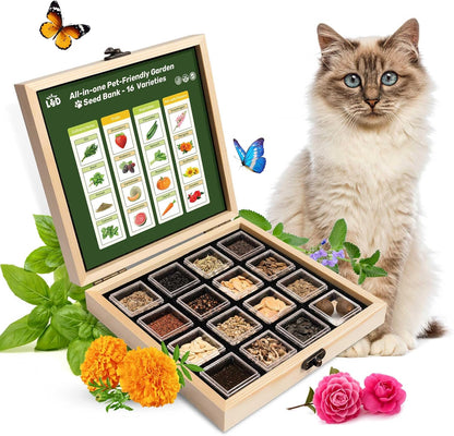 Lush&Dew Pet-Friendly Heirloom Seed Bank, Gardening Gifts for Women Men, 16 Varieties 15,000+