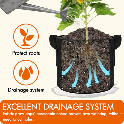 Gardzen 10-Pack 1 Gallon Grow Bags, Aeration Fabric Pots with Handles, Heavy Duty Cloth Pots for