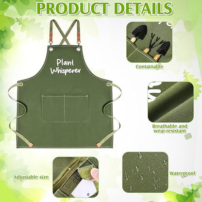 Tarpop Green Garden Tool Set Plant Whisperer Gardening Gifts for Women, 7 Piece Vegetable Planting