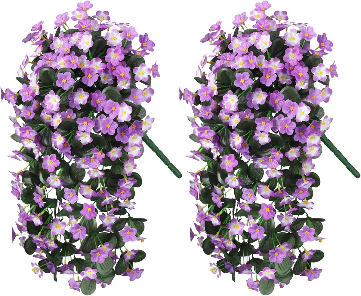 HyeFlora 2PCS Artificial Fall Hanging Flowers for Outdoors, Faux Daisy Muns Plants Fake Silk Orchid
