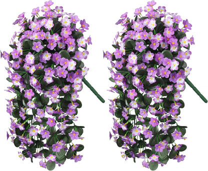 HyeFlora 2PCS Artificial Fall Hanging Flowers for Outdoors, Faux Daisy Muns Plants Fake Silk Orchid