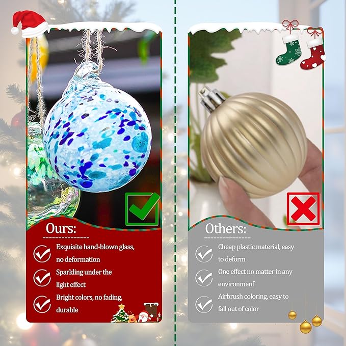 Hand Blown Glass Gazing Balls for Garden Hanging Friendship Balls Christmas Ball Ornaments for Xmas
