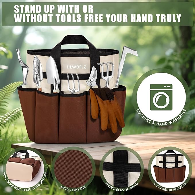 Garden Tool Set, 12 Pcs Heavy Duty Floral Gardening Tools Kit with Gardening Hand Weeder Tools