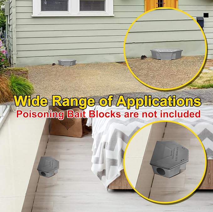 Qualirey 2 Pcs Rat Bait Station with Keys 13.58 x 8.98 x 3.35 Inch Rodent Station Rat Traps, Keeps