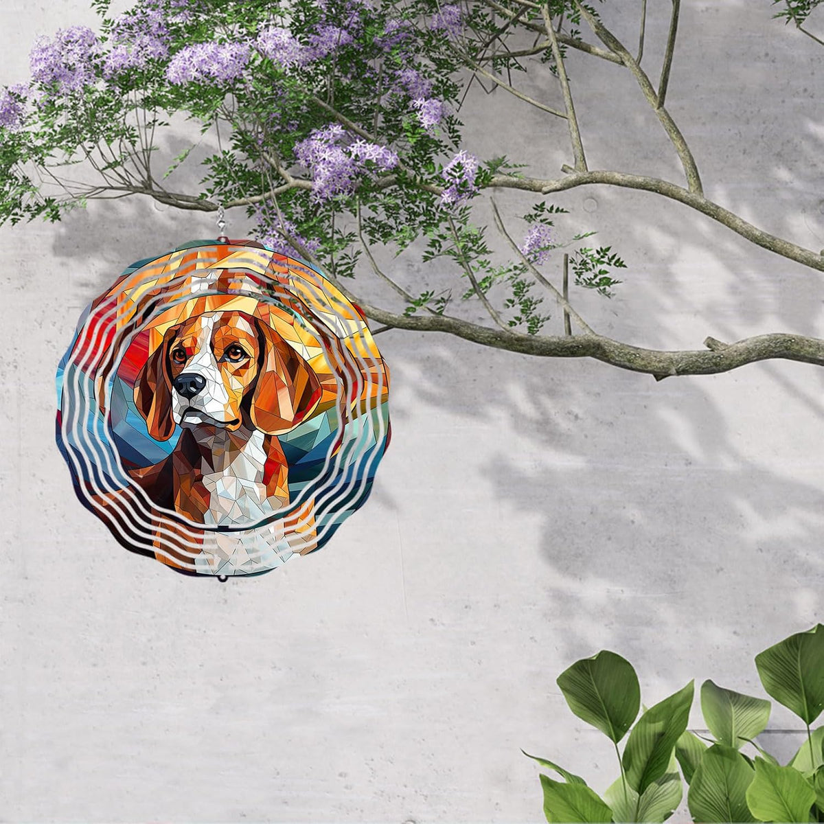 Beagle Dog Wind Spinners Outdoor Dog Memorial Gifts, 3D Metal Kinetic Hanging Garden Wind Spinner