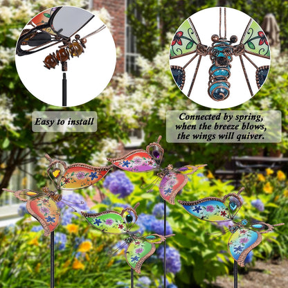 Juegoal Set of 4 Butterfly Garden Stake Decor, 32" Metal Colorful Butterflies Stakes, Yard Art