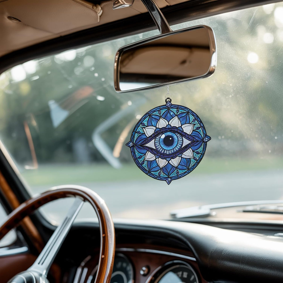 Mandala Evil Eye Acrylic Suncatcher Stained Glass Effect Boho Window Car Hanging Christmas Ornament