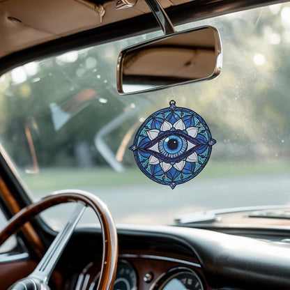 Mandala Evil Eye Acrylic Suncatcher Stained Glass Effect Boho Window Car Hanging Christmas Ornament