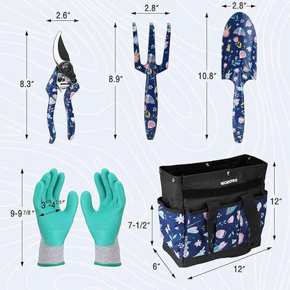 WORKPRO 5PCS Garden Tool Set, Aluminum Heavy Duty Gardening Tool Set with Garden Tool Bag, Outdoor