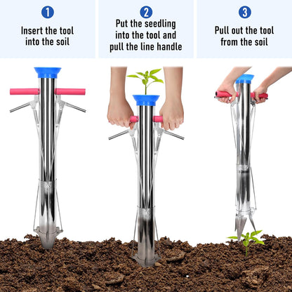 AIWFL Seedling Transplanter Long Double Handled Bulb Planter Tools Vegetable Young Plant Manual