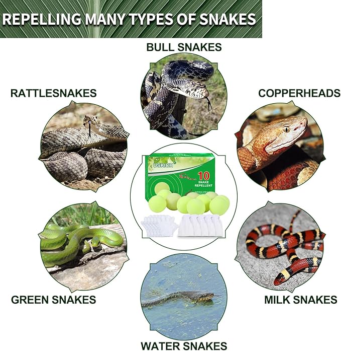 USKICH 10 Pack Snake Away Repellent, Snake Repellent Balls for repelling Snakes Rats and Other