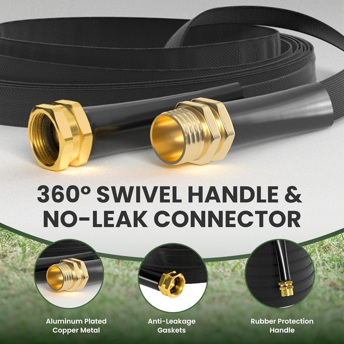 Giraffe Tools Garden Hose 25FT Lightweight Lay Flat Water Hose Kink Free Flexible Hose with 9 Spray