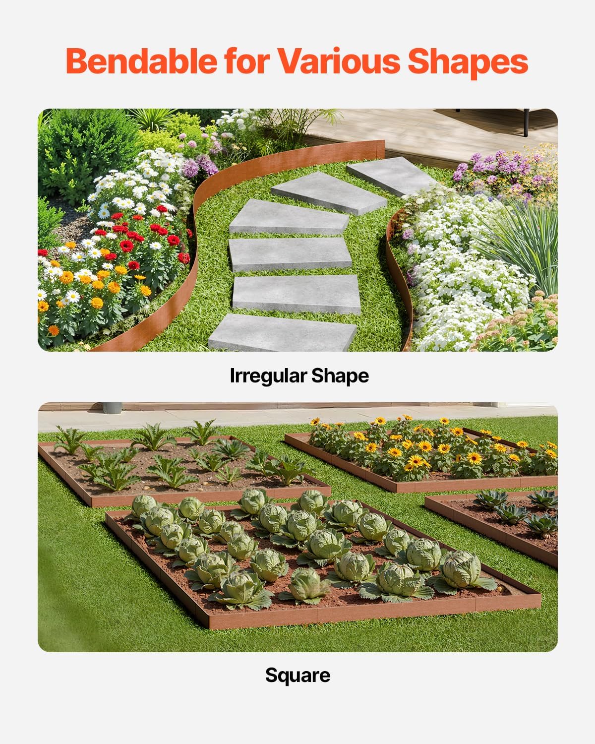 VEVOR Steel Landscape Edging, 10 Packs 40 x 4.5 in Weather-Resistant & Pre-Rust Metal Landscape